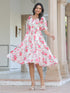 Cream Georgette Floral Printed Tiered Dress